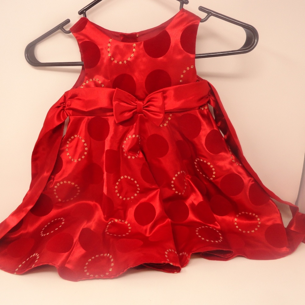 Baby Dress 24 Months Red and Gold With Velvet Belt